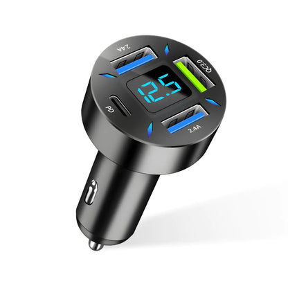 Augeny USB C Car Charger 4 Port Auto Fast Charger with USB PD & QC 3.0 Cigarette Lighter USB Automotive Adapter Compatible with Most Mobile Cell Phone Car Accessories (PD+QC 3.0)