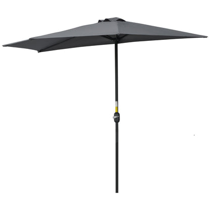9.8ft Half Umbrella Semi Round Patio Parasol with Crank Handle, Top Vent for Garden, Balcony- NO BASE INCLUDED, Green