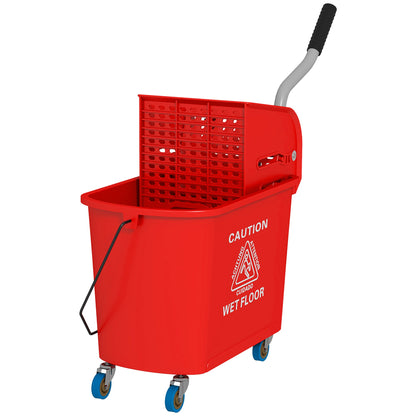 Compact Mop Bucket with Wringer, Mop Bucket on Wheels, 5 Gallon, Separate Dirty and Clean Water, Yellow