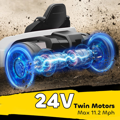 24V Electric Go Kart with Dual 150W Motors, Adjustable Seat & 11.2MPH High Speed, Slow Start, 5-Point Harness, Blue