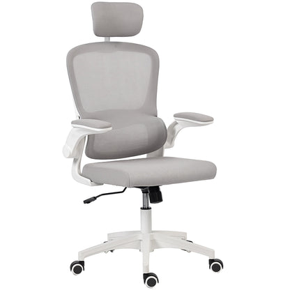 Ergonomic Mesh Office Chair, High Back Desk Chair with Rotatable Headrest, Flip-Up Armrests, Lumbar Support, Black