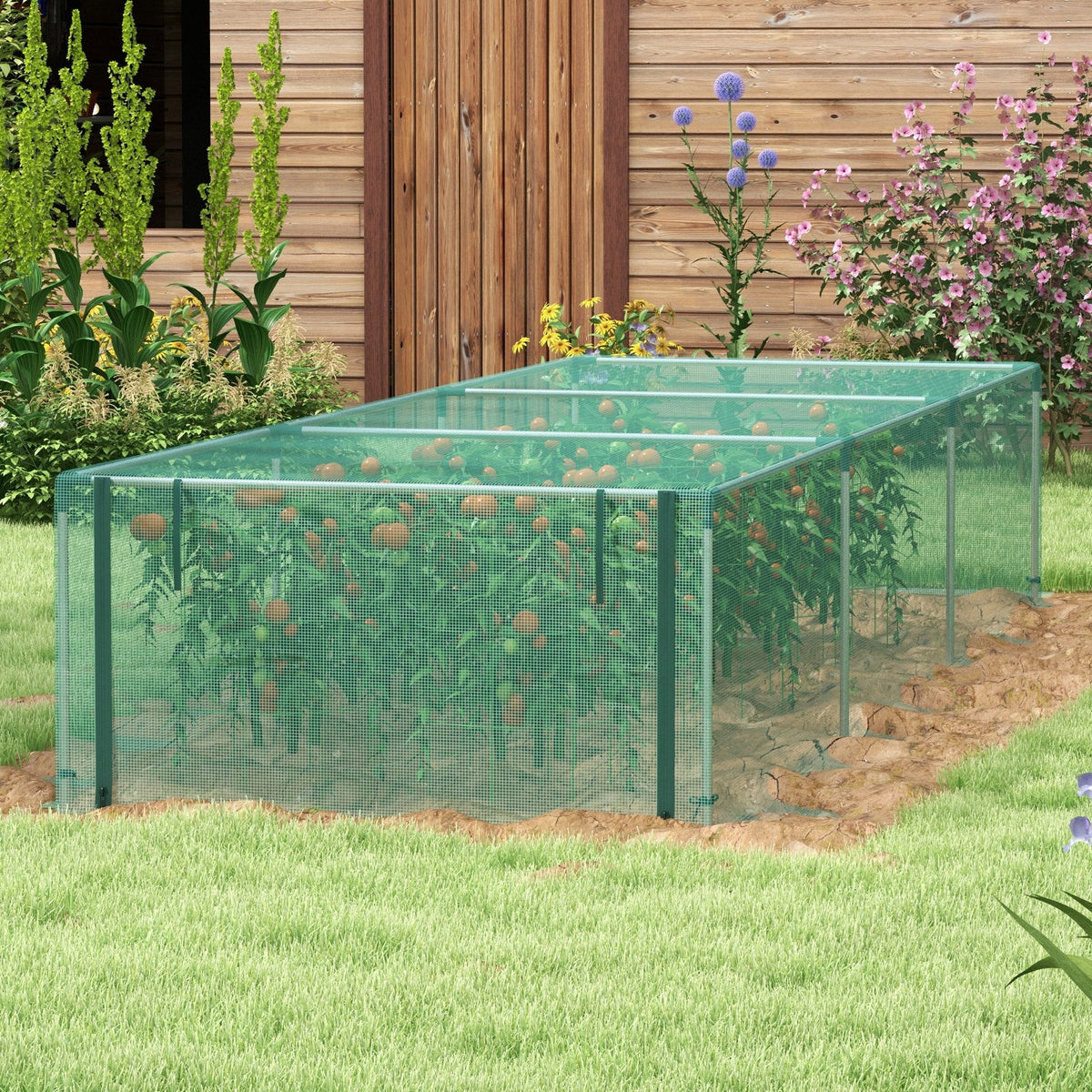 8' x 4' Plant Protection Cage with Zipper Roll-Up Door, Plant Protector from Animals with Galvanised Steel Frame