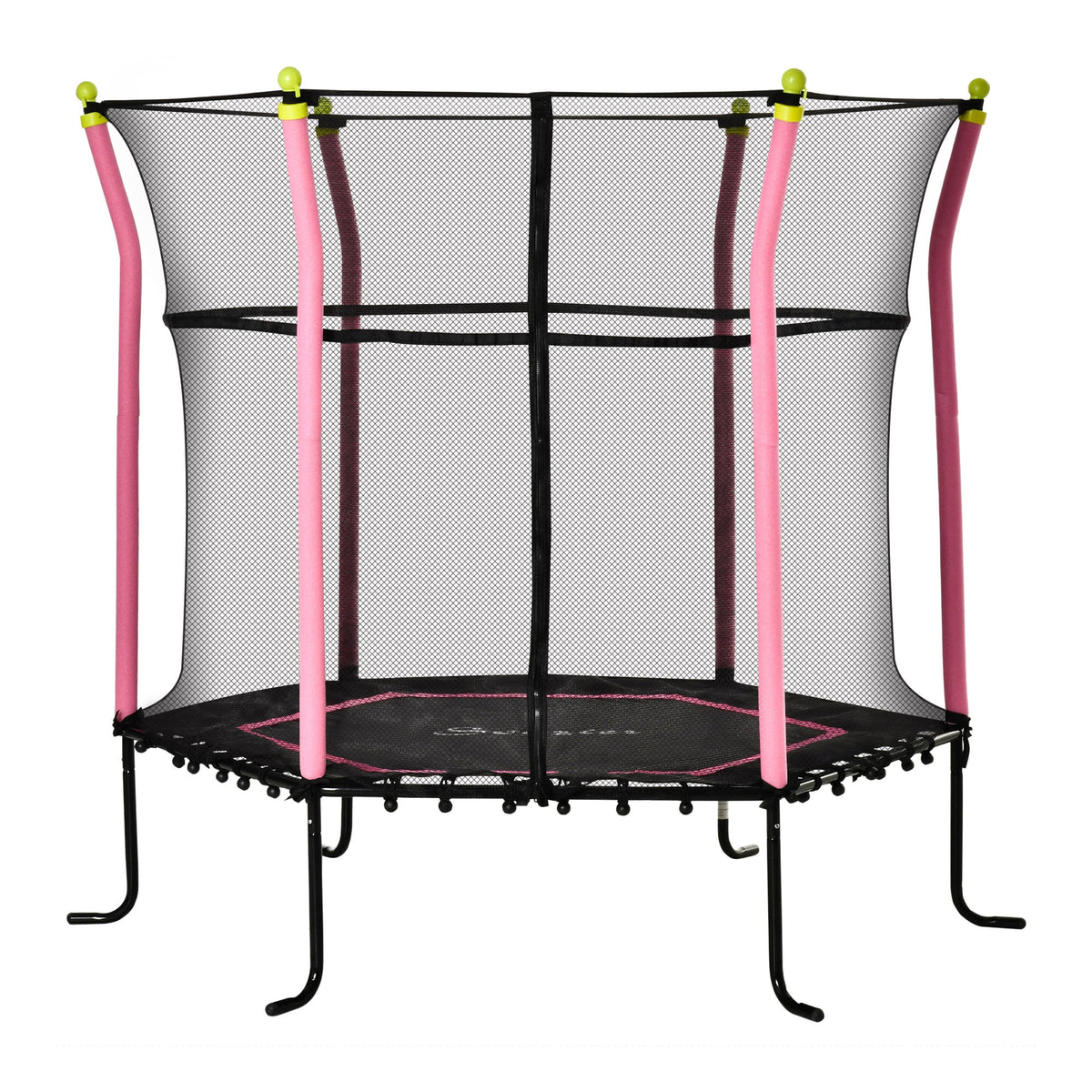 63" Kids Trampoline Mini Indoor Bouncer Jumper with Enclosure Net Elastic Thick Padded Pole Gift for Child Toddler Age 3-6 Years Old Blue