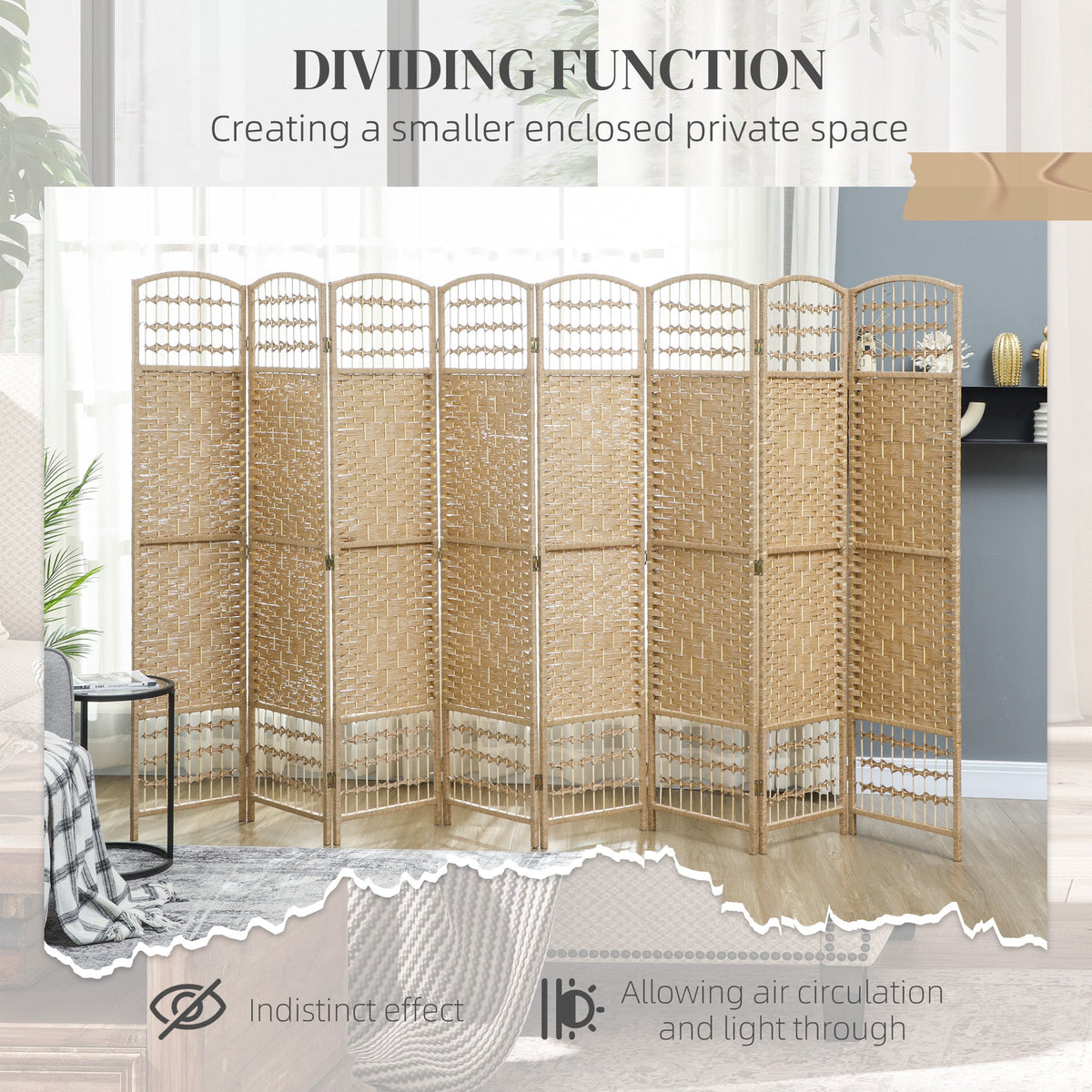 4 Panel Folding Room Divider, Portable Privacy Screen, Wave Fiber Room Partition for Home Office, Black