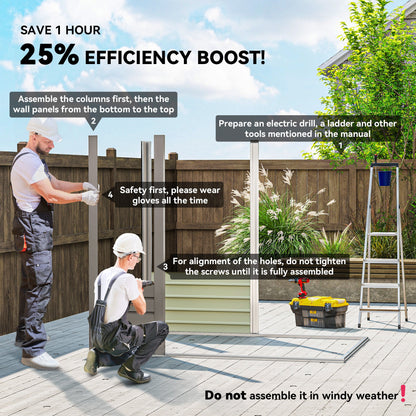 6 x 4FT Galvanized Garden Storage Shed, Metal Outdoor Shed with Double Doors and 2 Vents, Grey