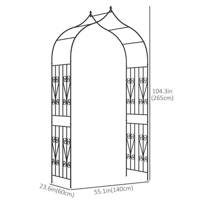 8.7FT Garden Arch Trellis, Outdoor Wedding Arbor for Ceremony with Scrollwork Design for Climbing Roses, Vines and Plants