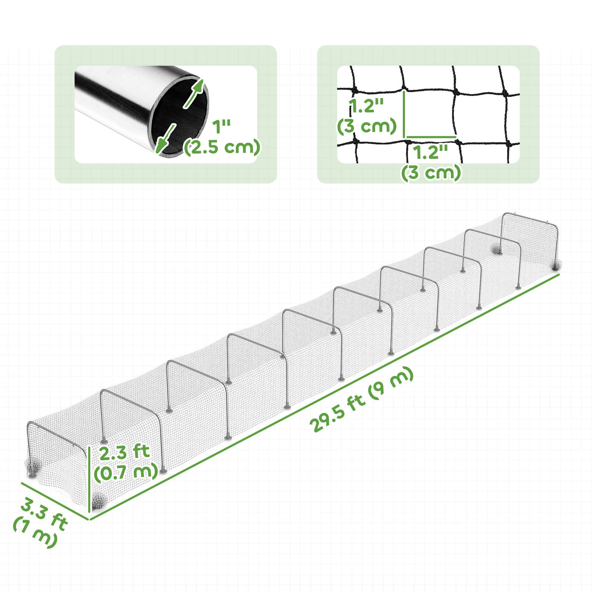 Extra Long Chicken Tunnel for Outside, 354" x 39" Galvanized Steel Chicken Run for 10-15 Chickens or Ducks