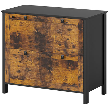 2 Drawer File Cabinet, Lockable Filing Cabinet with Adjustable Hanging Bar for Letter, A4 and Legal Size, Black