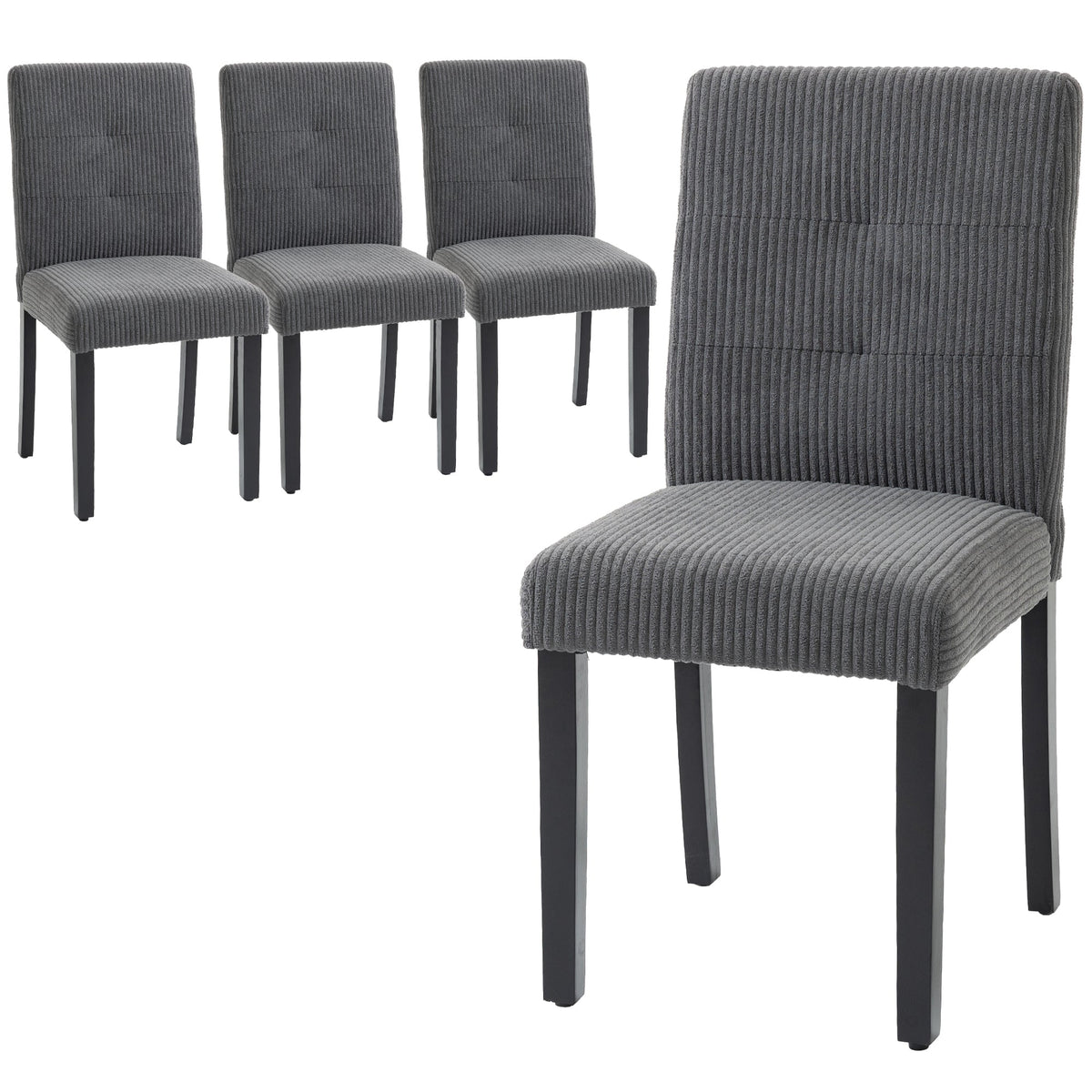 Modern Dining Chairs Set of 4, Kitchen Chairs with Rubberwood Legs and Padded Seat, Beige