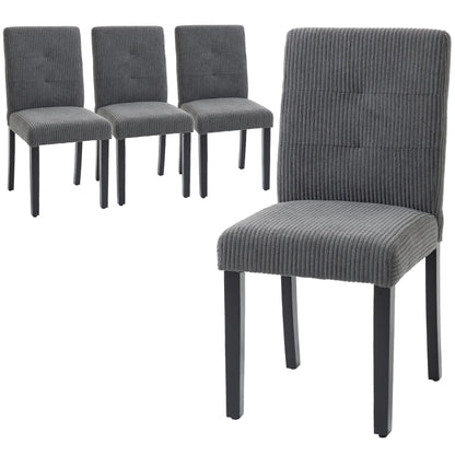 Modern Dining Chairs Set of 4, Kitchen Chairs with Rubberwood Legs and Padded Seat, Beige