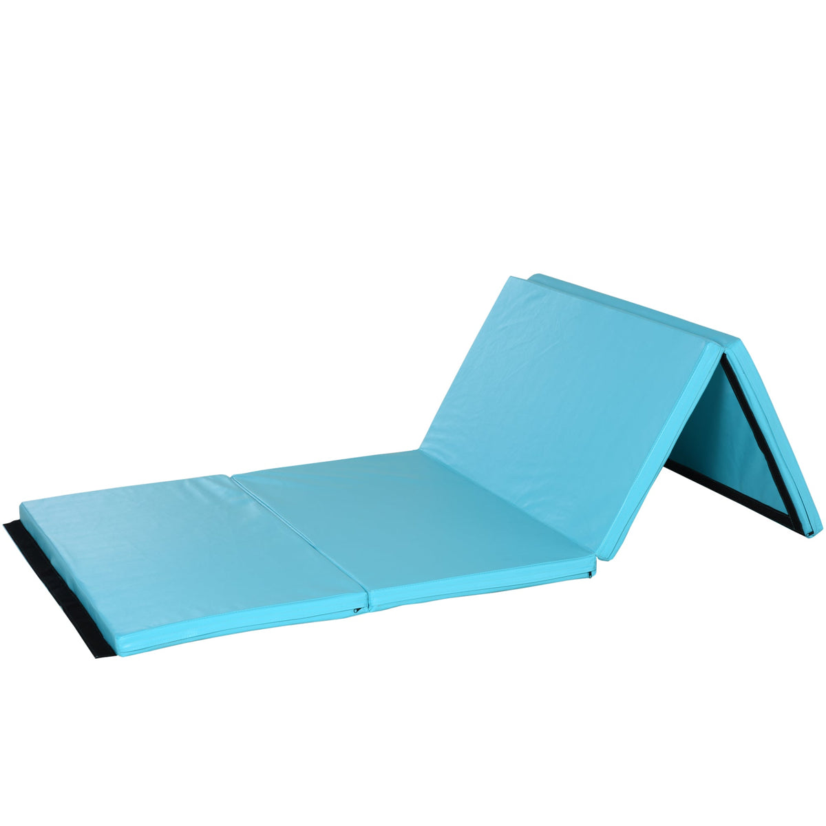 4'x8'x2" Folding Gymnastics Tumbling Mat, Exercise Mat with Carrying Handles for Yoga, MMA, Martial Arts, Stretching, Core Workouts, Light Blue