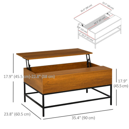 Lift Top Coffee Table with Hidden Storage Compartment Lift Tabletop Center Table for Living Room, Rustic Brown