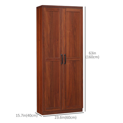 63" Kitchen Storage Cabinet, 5-tier Pantry Cabinet with Doors and Adjustable Shelves for Dining Room, Black