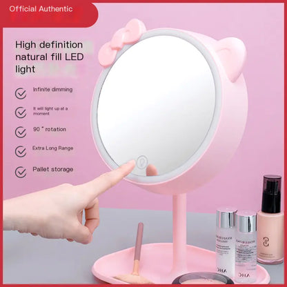 LED Makeup Mirror Desk Lamp - Cute Cartoon Design