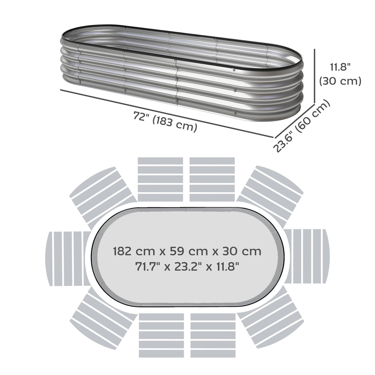 2Pcs Galvanized Raised Garden Bed, 4 x 3 x 1 ft Modular Metal Garden Beds with Rubber Strip Edging, Silver