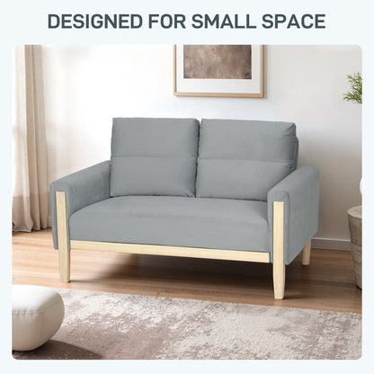 53" Loveseat Sofa, Small 2 Seater Couch with Solid Wood Legs, Modern Velvet Sofa for Living Room, Small Spaces,Brown