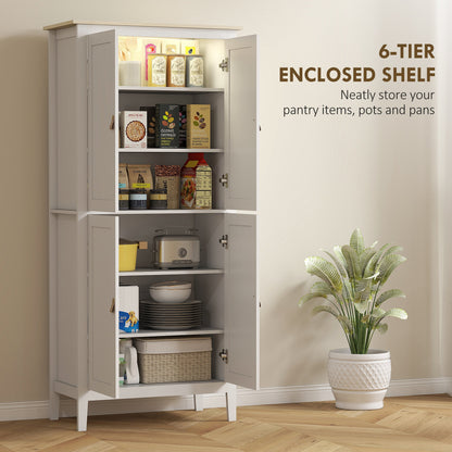 69.5" Tall Kitchen Pantry Storage Cabinet with Motion Sensor LED Light, Modern Kitchen Pantry Cabinet, Green