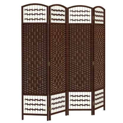 4 Panel Folding Room Divider, Portable Privacy Screen, Wave Fiber Room Partition for Home Office, Black