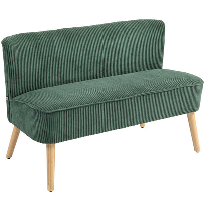 Modern 2 Seater Sofa, Upholstered Two Seater Couch with Rubber Wood Legs, Cream White