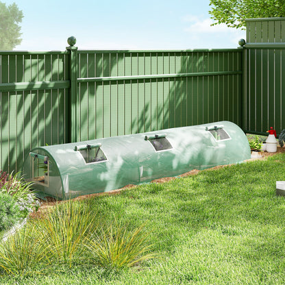Portable Mini Greenhouse, Tunnel Growing Tent with 5 Mesh Windows and Steel Frame, 7' x 3' x 2', Green