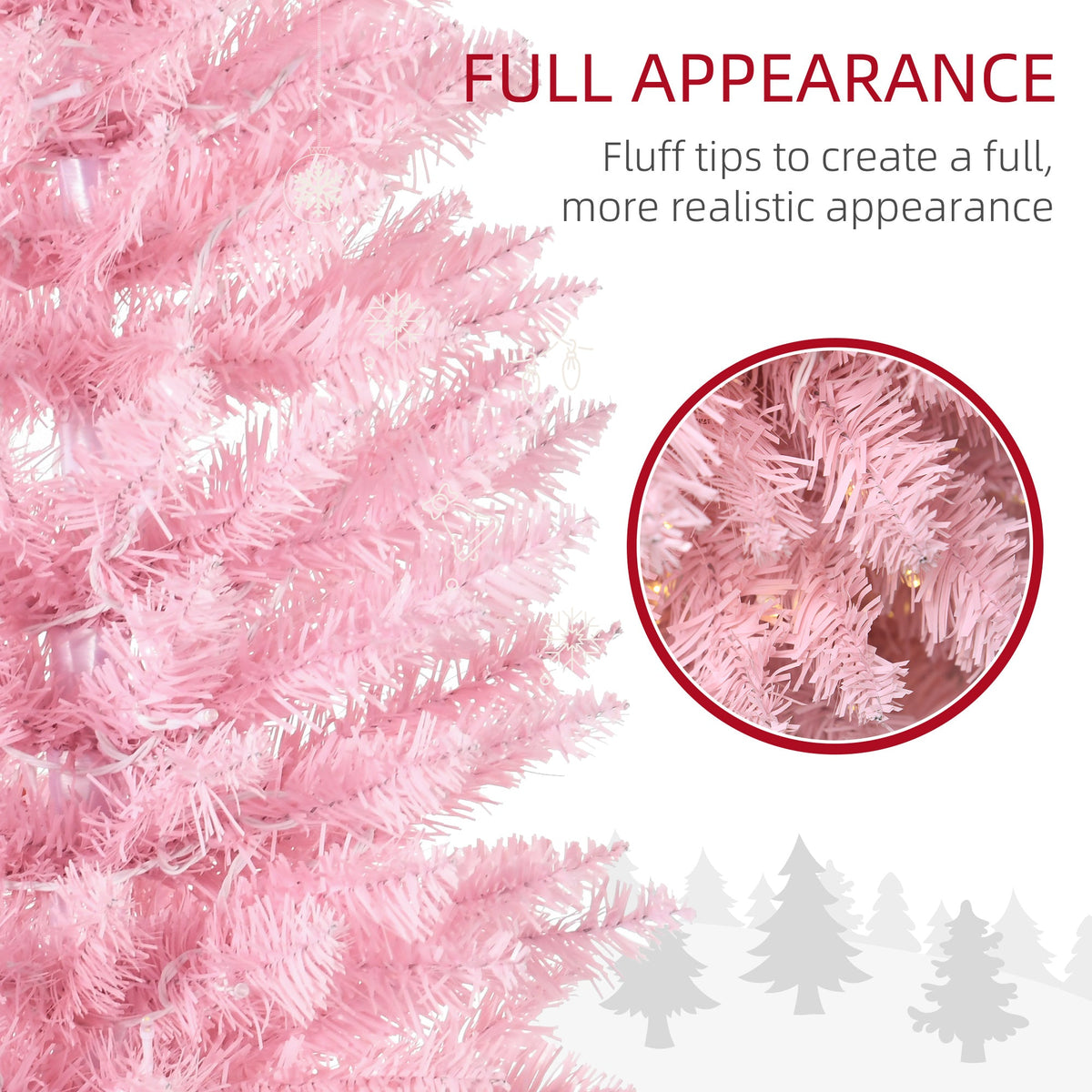 6' Pre Lit Artificial Pencil Christmas Trees, Xmas Tree with Realistic Branches and Warm White LED Lights, Green