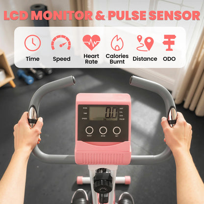 3 in 1 Folding Exercise Bike, Foldable Stationary Bike with 8-Level Magnetic Resistance, Adjustable Seat, Black