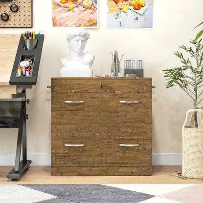 2 Drawer File Cabinet with Lock, Office Filing Cabinet, Hanging Bar for Letter Size, Home Office, Grey