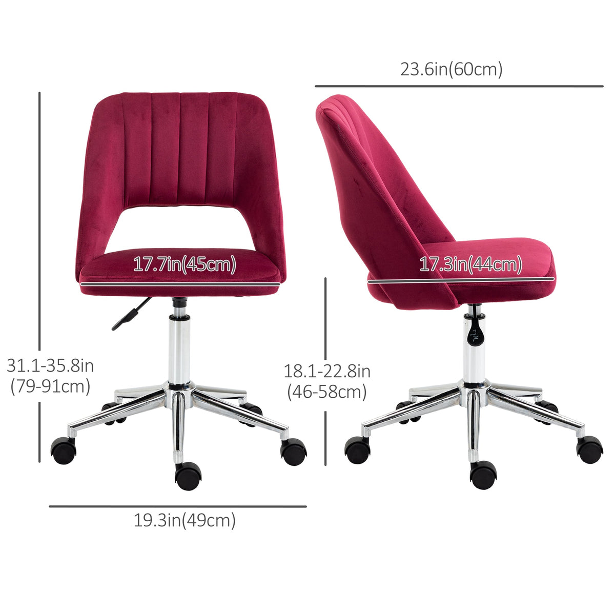 Mid Back Office Chair Velvet Fabric Swivel Scallop Shape Computer Desk Chair, Green