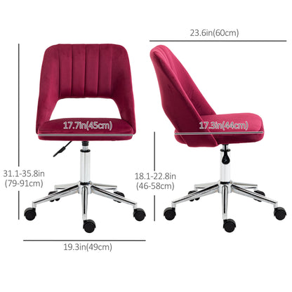 Mid Back Office Chair Velvet Fabric Swivel Scallop Shape Computer Desk Chair, Green