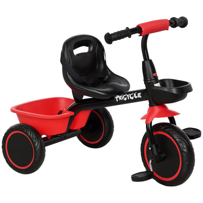 Large Kids Tricycle for Toddler 2-5 Year Old Girls and Boys, Toddler Trike Bike with Adjustable Seat, Safety Belt, Two Storage Baskets, Red