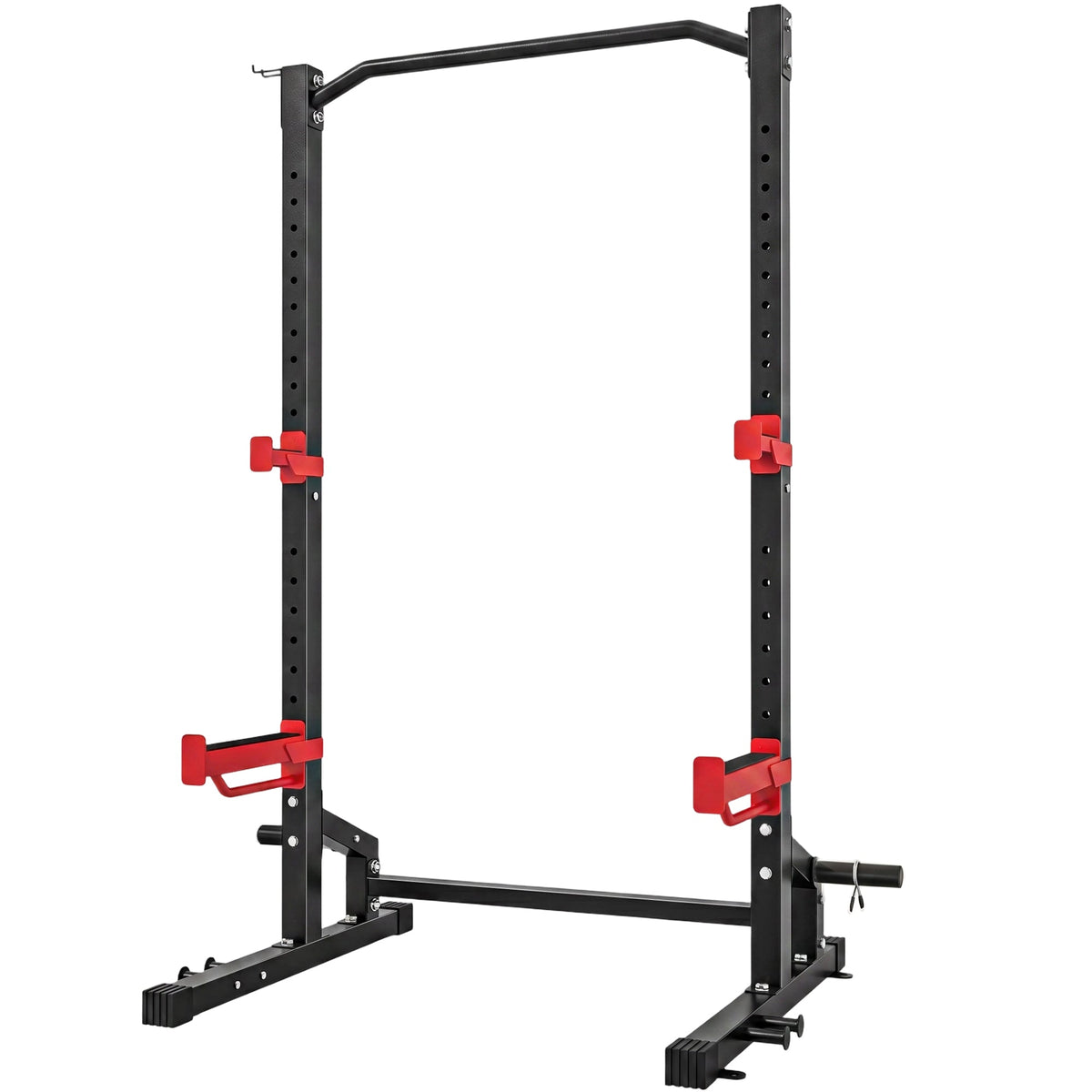 Power Cage Squat Rack, 1100LB Heavy-Duty Power Rack with Pull-Up Bar, Adjustable J-Hooks, Plates and Barbell Storage