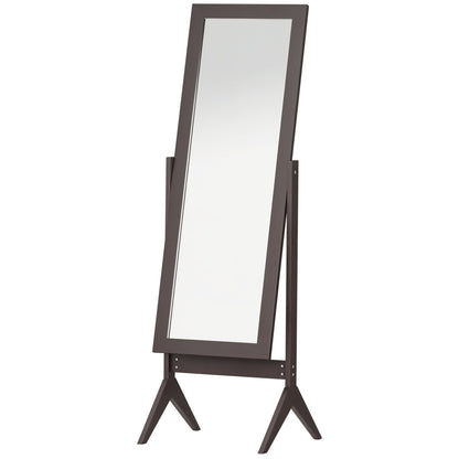 Full Length Mirror, Free Standing Full Body Mirror with Rectangular Frame, Adjustable Angle for Dressing Room, Bedroom, Living Room, Dark Brown