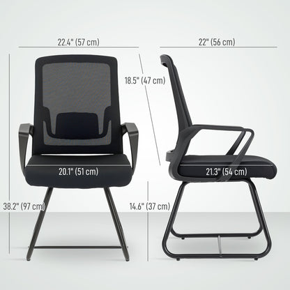 Desk Chair, Desk Chair No Wheels with Mesh Back, Lumbar Support, Metal Base for Reception, Conference