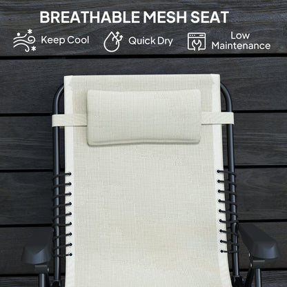 Folding Zero Gravity Chair, 5-Position Adjustable Outdoor Lounge Chair Recliner with Headrest, Beige