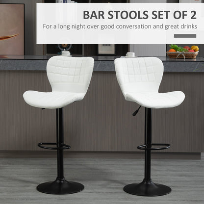 Avion Counter/Barstools with Adjustable Height and Swivel-Set of 2-White