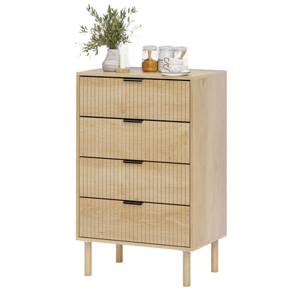 Jesse Chest of Drawers with Fluted Panels and Solid Wood Legs-Oak