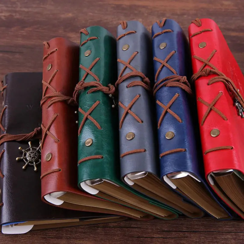 Vintage Nautical Pirate Ship Anchor Leather Notebook