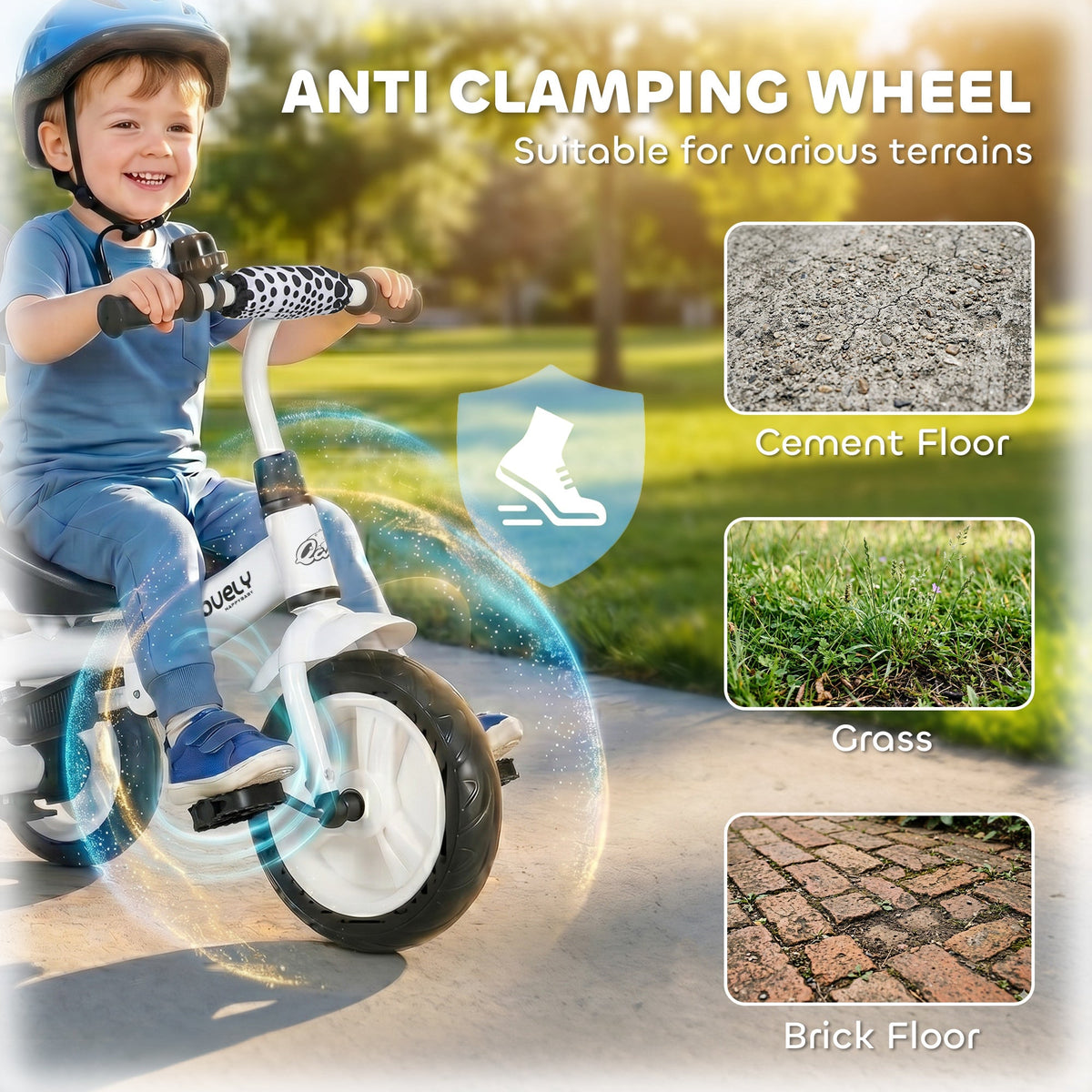 6 in 1 Kids Tricycle with Removable Handlebar and Canopy, Navy Blue