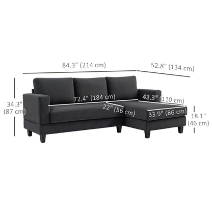 L Shaped Couch, L Shape Sofa with Chaise Lounge and Spring Cushion for Living Room, Bedroom, Beige