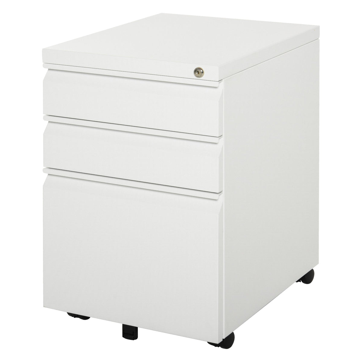 3 Drawer Filing Cabinet, Lockable Office Storage Cabinet on Wheels for Legal, Letter, A4 Files, Black