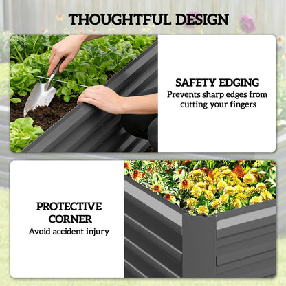 6' x 3' x 2' Raised Garden Bed, Galvanized Planter Box for Growing Flowers, Herbs and Vegetables, Brown