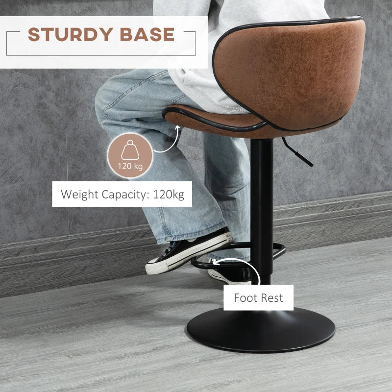 Anna Vintage Adjustable Counter/Bar Height Stools with Swivel Seat-Set of 2-Brown