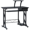Indy Computer Desk with Keyboard Tray and Drawer-Black