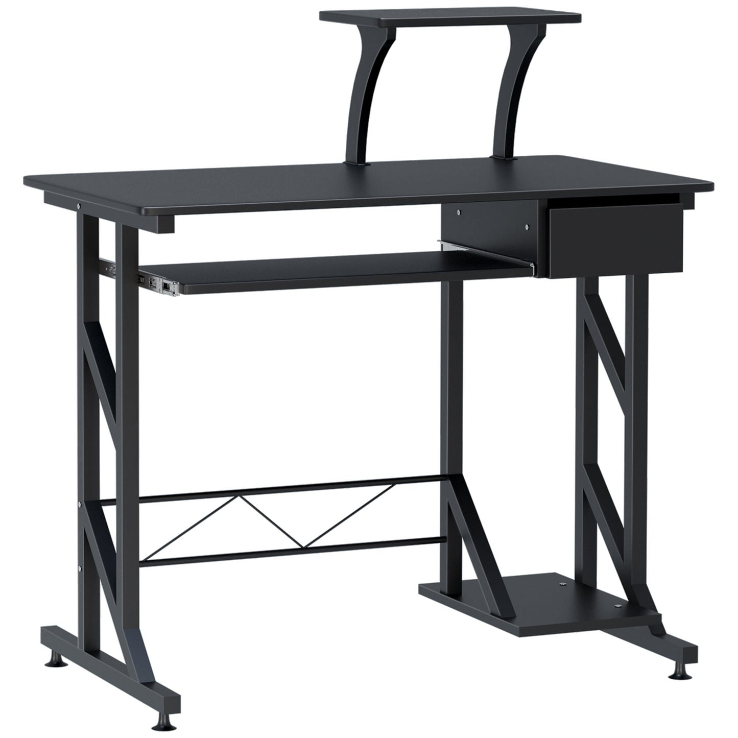 Indy Computer Desk with Keyboard Tray and Drawer-Black