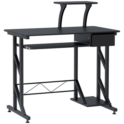 Indy Computer Desk with Keyboard Tray and Drawer-Black