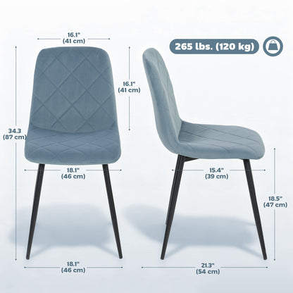 Dining Chairs Set of 4, Upholstered Dining Room Chairs with Steel Legs, Modern Kitchen Chair for Dining Room, Black