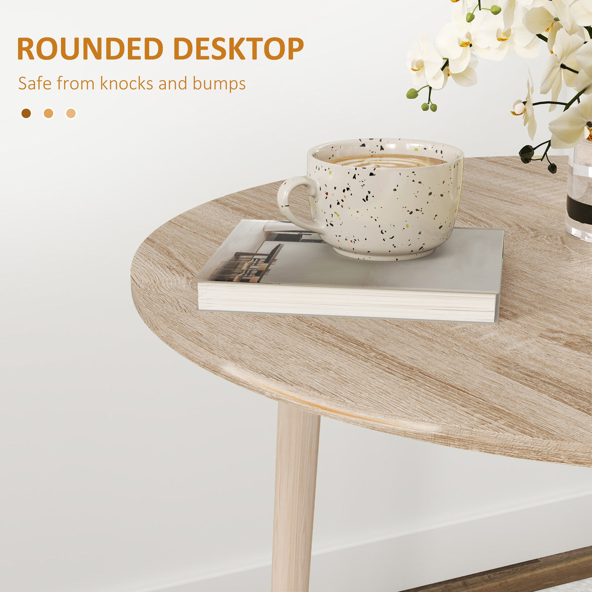 Merrill Round Drop-Leaf/Folding Dining Table for Small Spaces-Oak