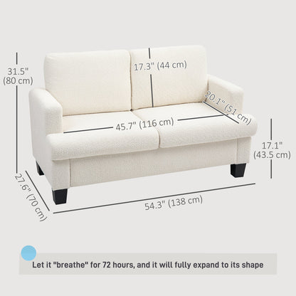 54.3" Loveseat Sofa, 2 Seater Sofa with Removable Cushions, Small Couch with Solid Wood Frame for Living Room, Dark Grey