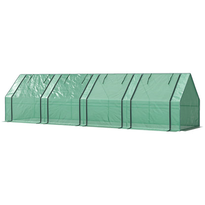 Portable Mini Greenhouse Tunnel Growing Tent Plants Flower Warm House w/ Zippered Roll-up Doors, Clear
