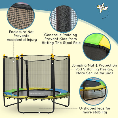 4.6FT Trampoline for Kids with Enclosure Net for Ages 3-6, Indoor Outdoor Use, Black
